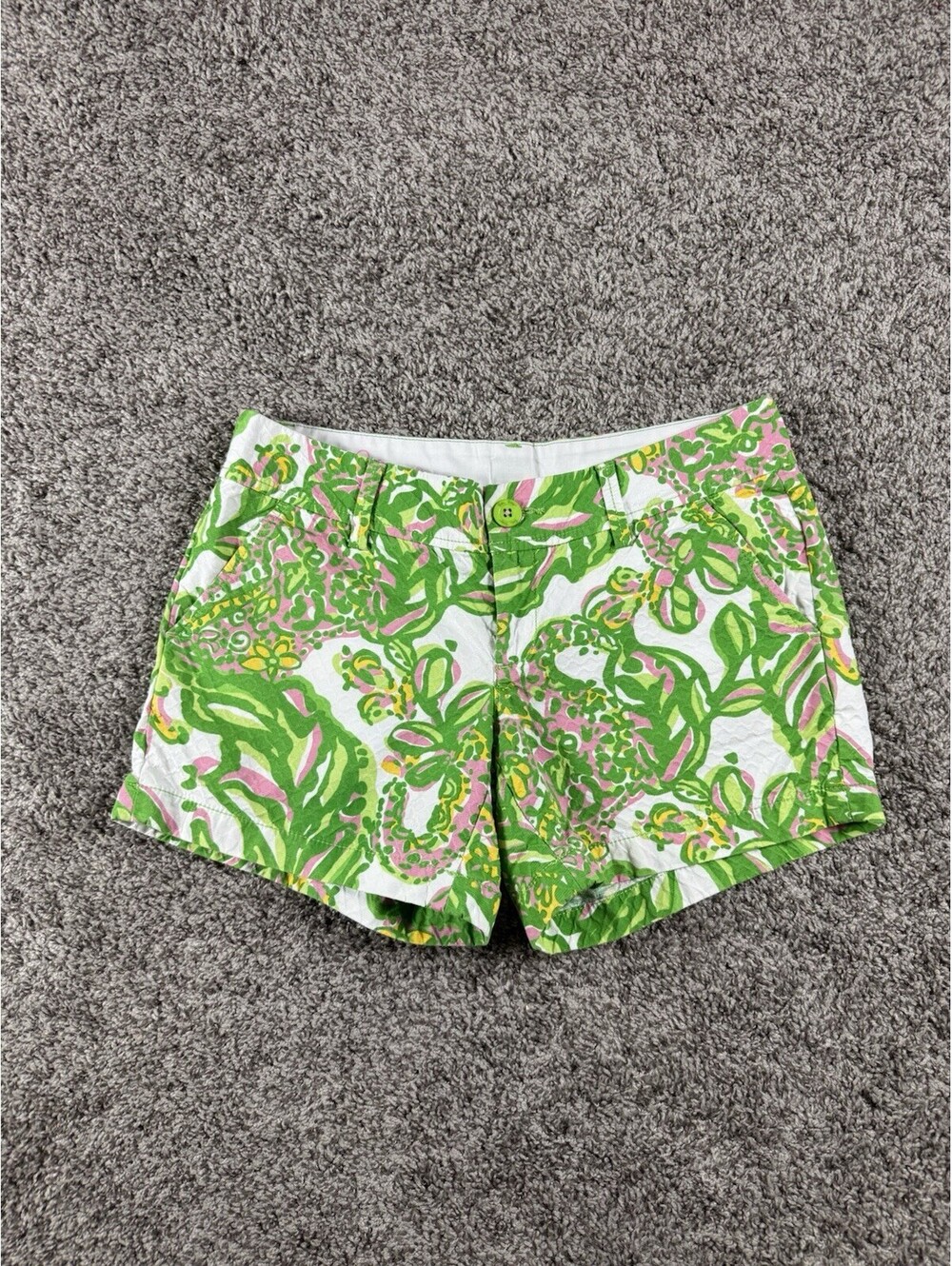 Lilly Pulitzer Sunny Side Callahan Chino Shorts Women's Size 4 Print Green Pink